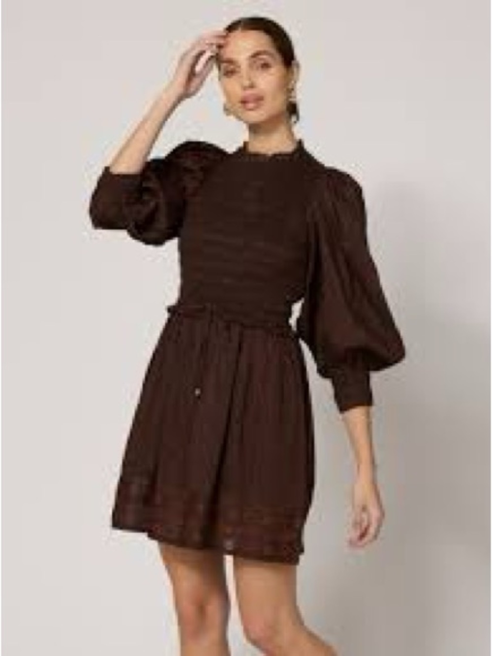 Cleobella Organic Cotton Puff Sleeve Tiered Mini Dress Small